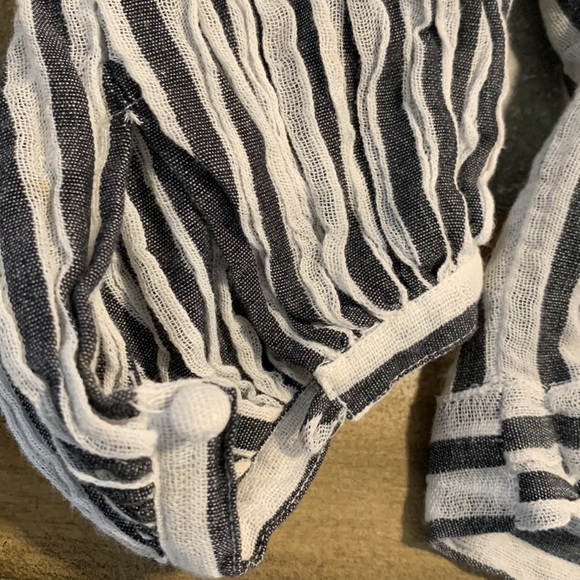 Free People Barcelona nights Striped Waist Tie Woven Blouse Size XSmall - Picture 7 of 9